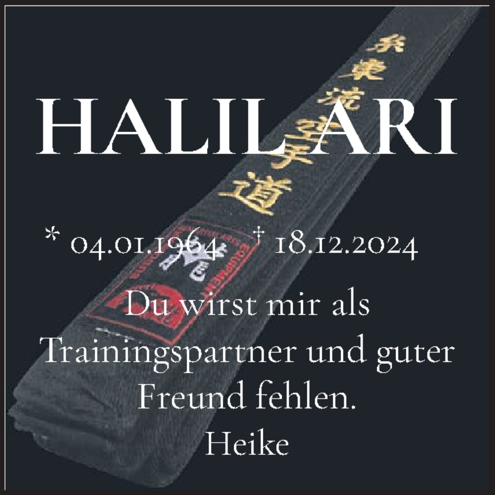  Traueranzeige für Halil Ari vom 04.01.2025 aus Schleswig-Holsteinische Landeszeitung
