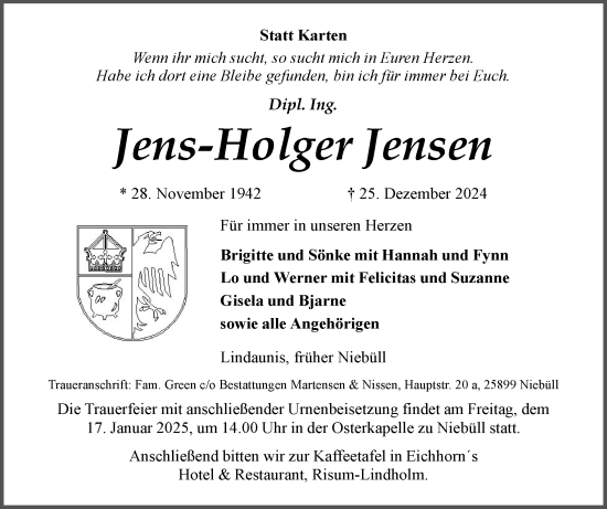 Traueranzeige von Jens-Holger Jensen von Region Flensburg