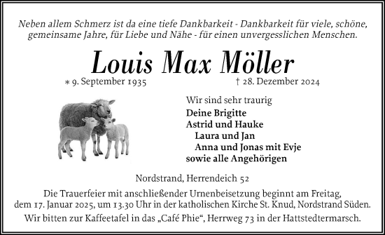 Traueranzeige von Louis Max Möller von Husumer Nachrichten, Nordfriesland Tageblatt