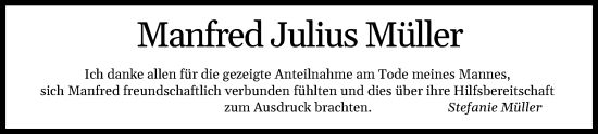 Traueranzeige von Manfred Julius Müller von Flensburger Tageblatt