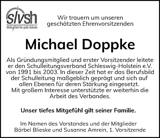 Traueranzeige von Michael Doppke von Elmshorner Nachrichten, Barmstedter Zeitung