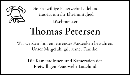 Traueranzeige von Thomas Petersen von Husumer Nachrichten, Nordfriesland Tageblatt