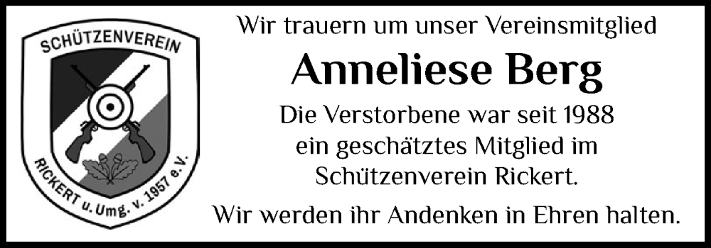  Traueranzeige für Anneliese Berg vom 01.11.2025 aus Schleswig-Holsteinische Landeszeitung