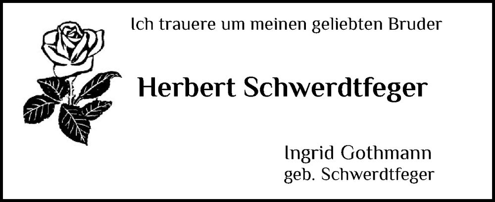 Traueranzeige für Herbert Schwerdtfeger vom 18.10.2025 aus Schleswig-Holsteinische Landeszeitung