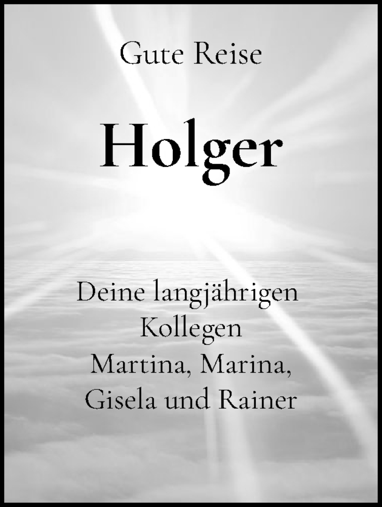  Traueranzeige für Holger  vom 25.10.2025 aus Sylter Rundschau