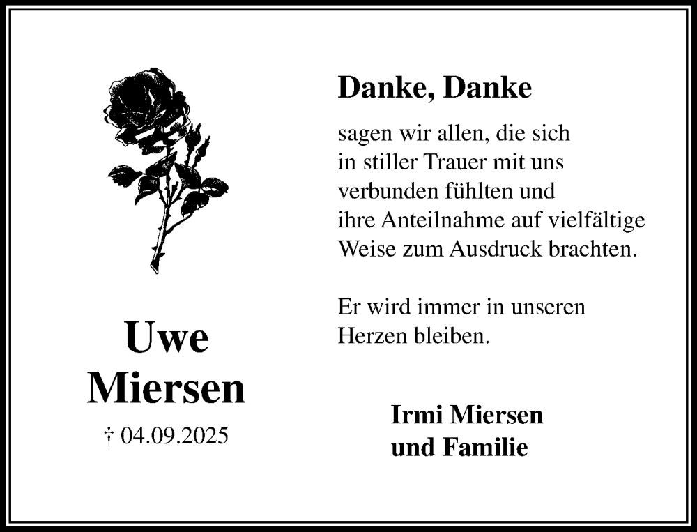  Traueranzeige für Irmi Miersen vom 01.11.2025 aus Umschau
