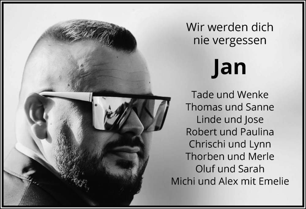  Traueranzeige für Jan  vom 28.10.2025 aus Der Insel-Bote