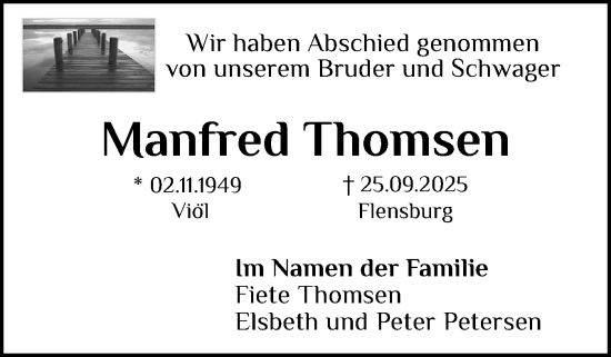 Traueranzeige von Manfred Thomsen von Husumer Nachrichten, Nordfriesland Tageblatt