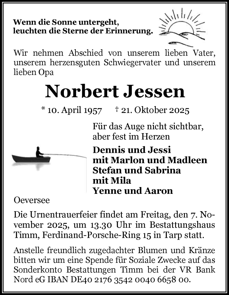  Traueranzeige für Norbert Jessen vom 01.11.2025 aus Flensburger Tageblatt