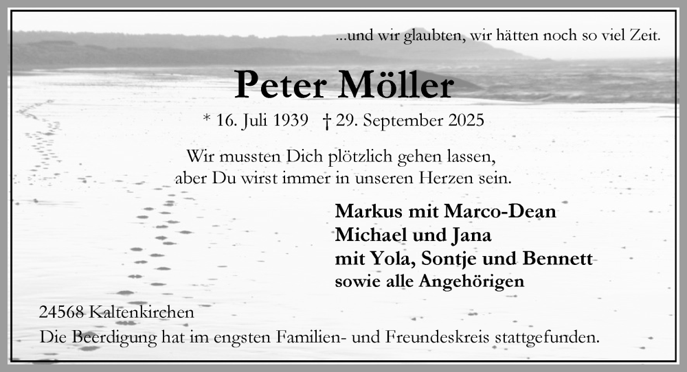  Traueranzeige für Peter Möller vom 11.10.2025 aus Umschau