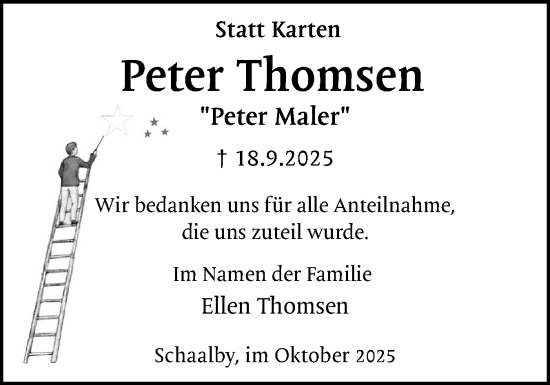 Traueranzeige von Peter Thomsen von Schleswiger Nachrichten, Schlei-Bote