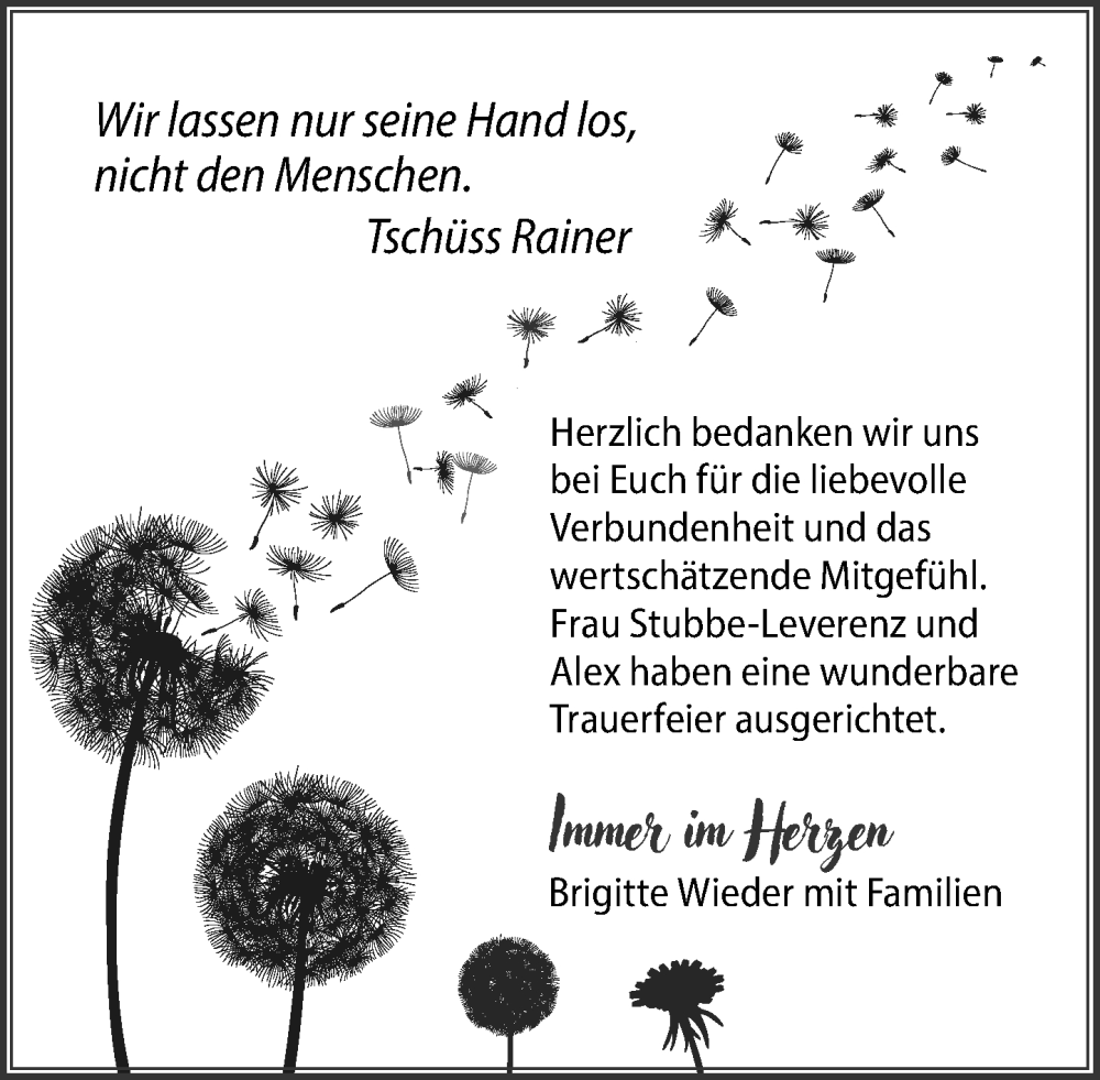  Traueranzeige für Rainer  vom 11.10.2025 aus Wochenend Anzeiger