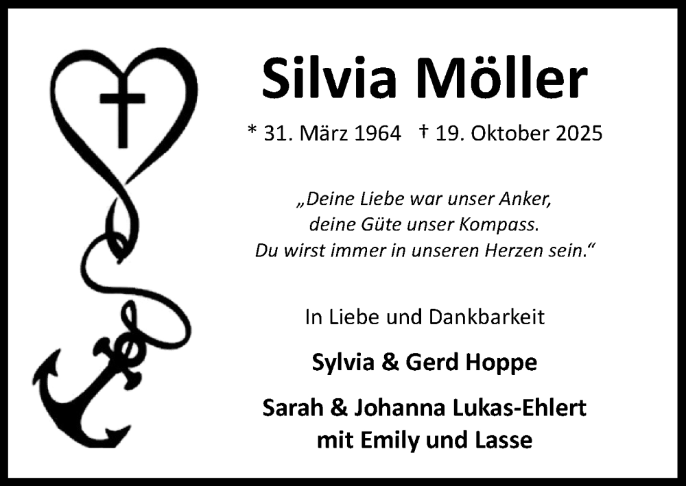  Traueranzeige für Silvia Möller vom 25.10.2025 aus MARKT Ahrensburg/Bargteheide/Trittau und Stormarner Tageblatt
