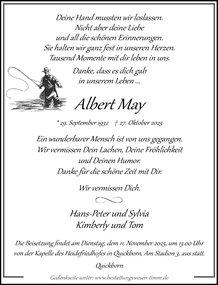  Traueranzeige für Albert May vom 08.11.2025 aus Umschau
