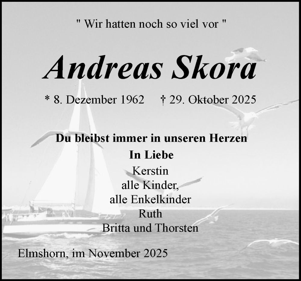  Traueranzeige für Andreas Skora vom 15.11.2025 aus Elmshorner Nachrichten, Barmstedter Zeitung