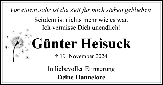 Traueranzeige von Günter Heisuck von Flensburger Tageblatt