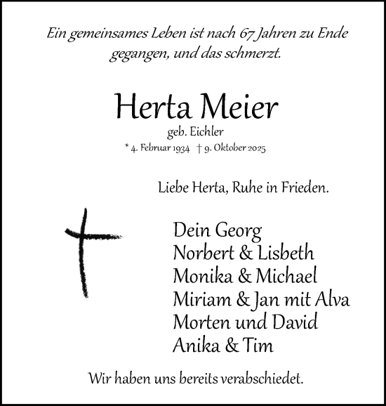 Traueranzeige von Herta Meier von tip Gesamtausgabe