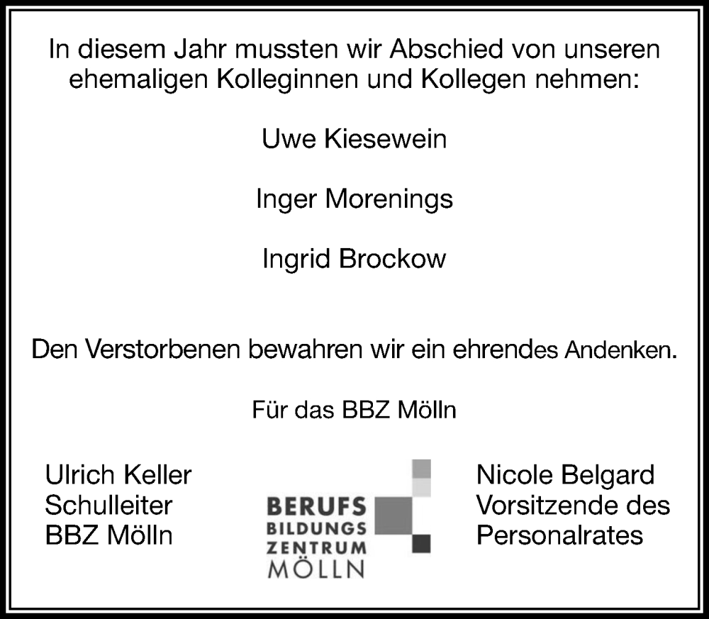  Traueranzeige für Im Gedenken 2025 vom 22.11.2025 aus MARKT Ratzeburg/Mölln