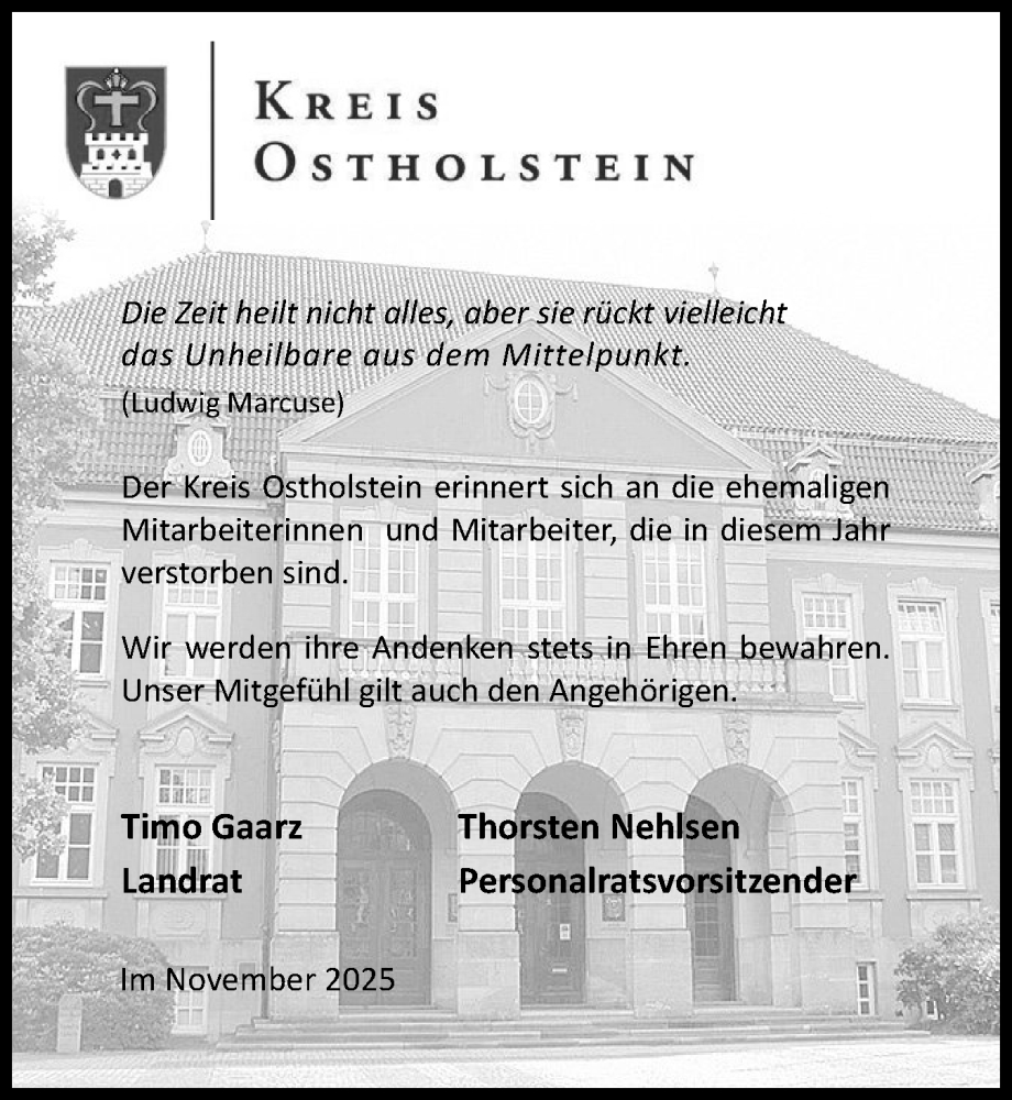  Traueranzeige für Im Gedenken 2025 vom 22.11.2025 aus Ostholsteiner Anzeiger