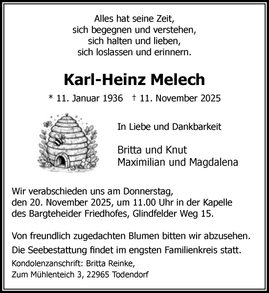 Traueranzeige von Karl-Heinz Melech von Wochenend Anzeiger