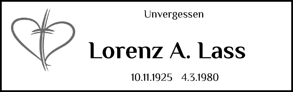  Traueranzeige für Lorenz A. Lass vom 10.11.2025 aus Husumer Nachrichten, Nordfriesland Tageblatt