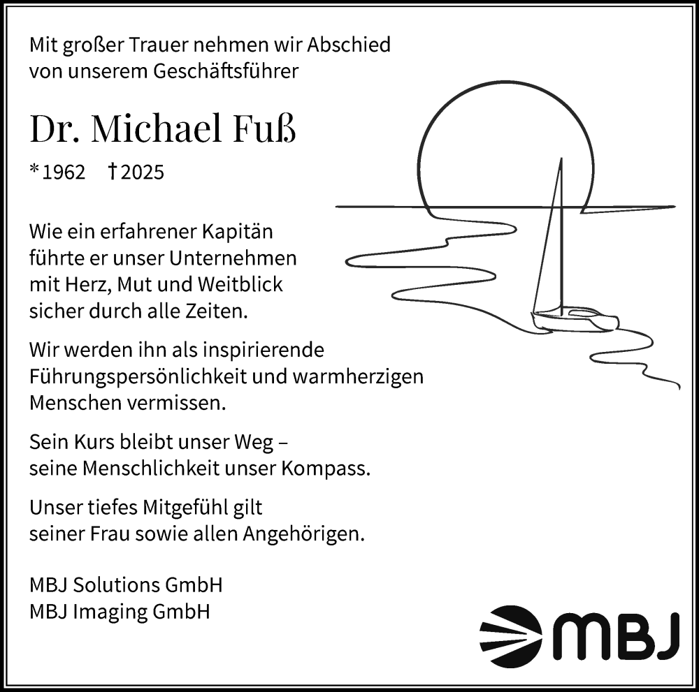  Traueranzeige für Michael Fuß vom 15.11.2025 aus MARKT Ahrensburg/Bargteheide/Trittau und Stormarner Tageblatt