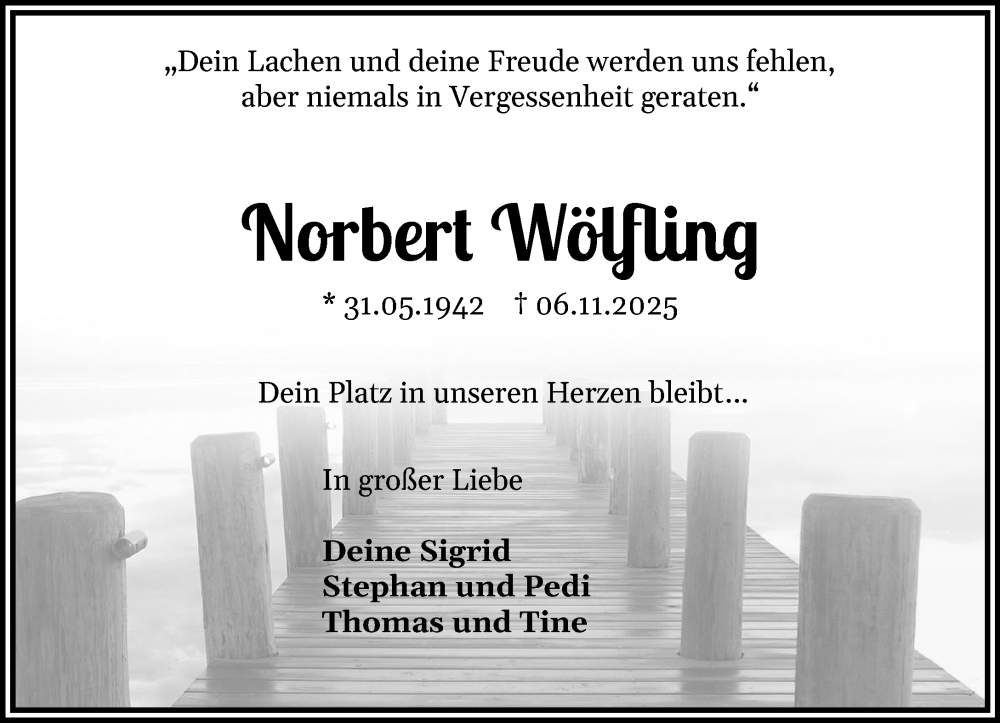 Traueranzeige für Norbert Wölfling vom 15.11.2025 aus Umschau