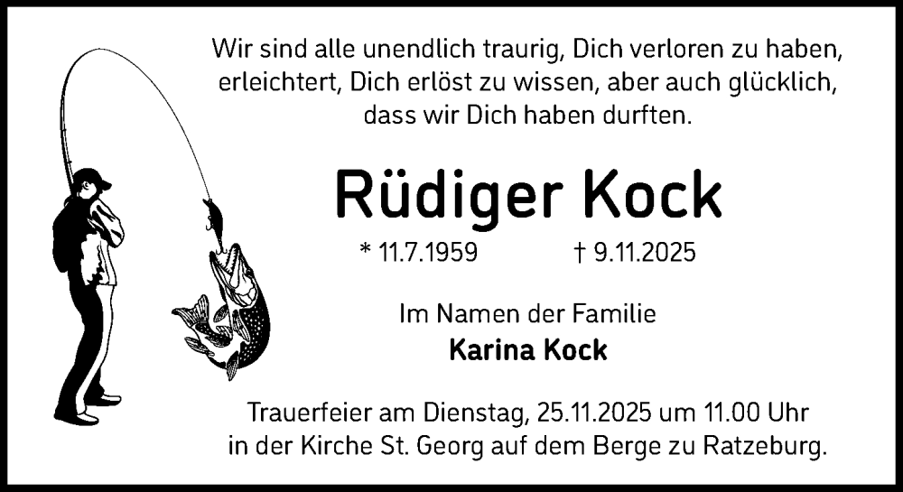  Traueranzeige für Rüdiger Kock vom 15.11.2025 aus MARKT Ratzeburg/Mölln