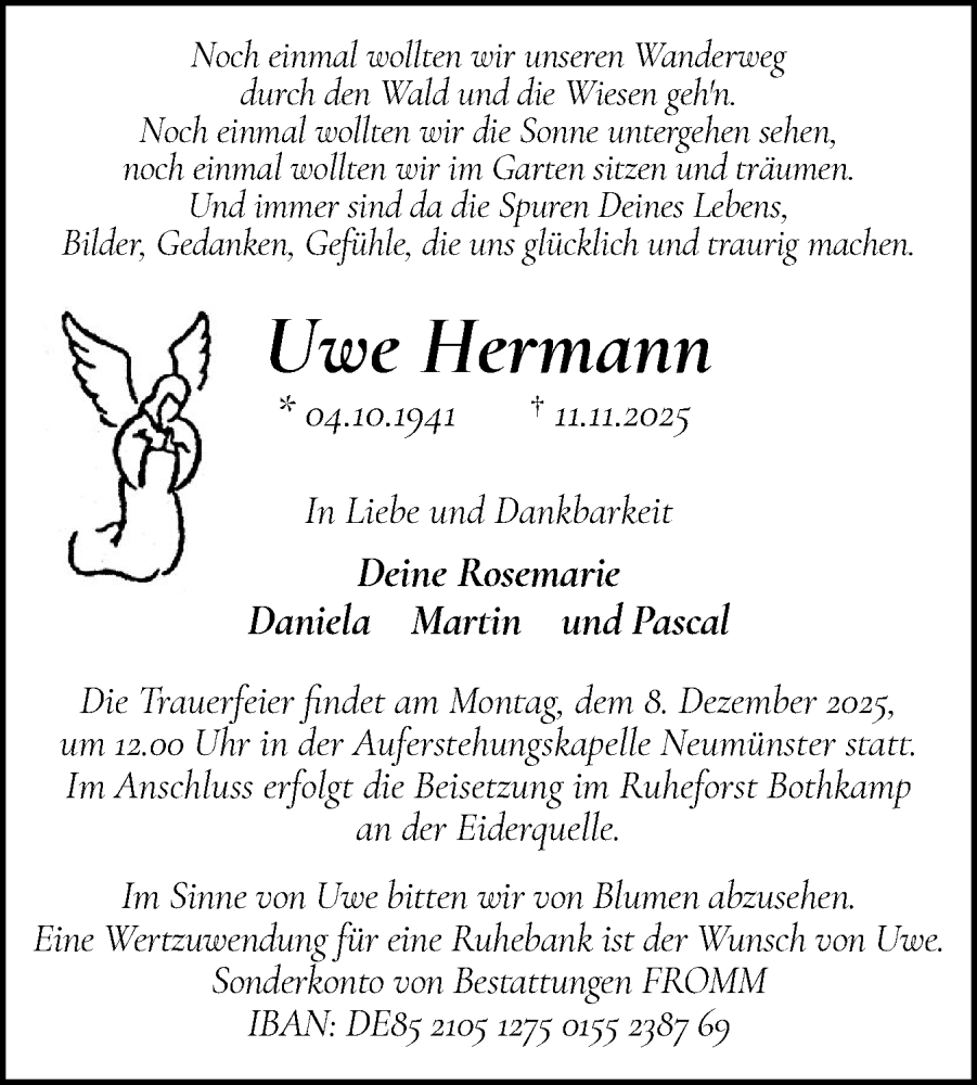  Traueranzeige für Uwe Hermann vom 29.11.2025 aus Holsteinischer Courier