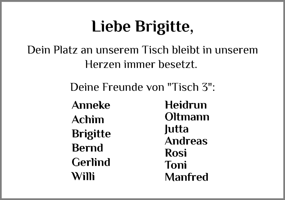  Traueranzeige für Brigitte  vom 20.12.2025 aus Holsteinischer Courier