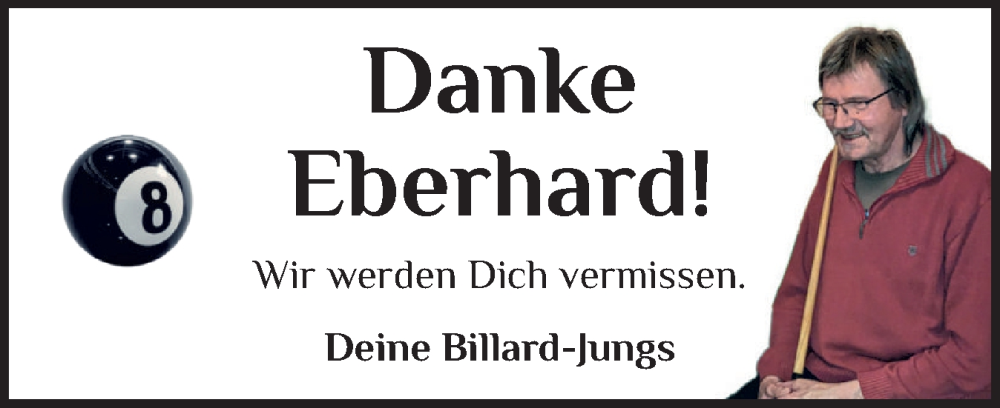  Traueranzeige für Eberhard  vom 06.12.2025 aus Eckernförder Zeitung, Hallo Eckernförde