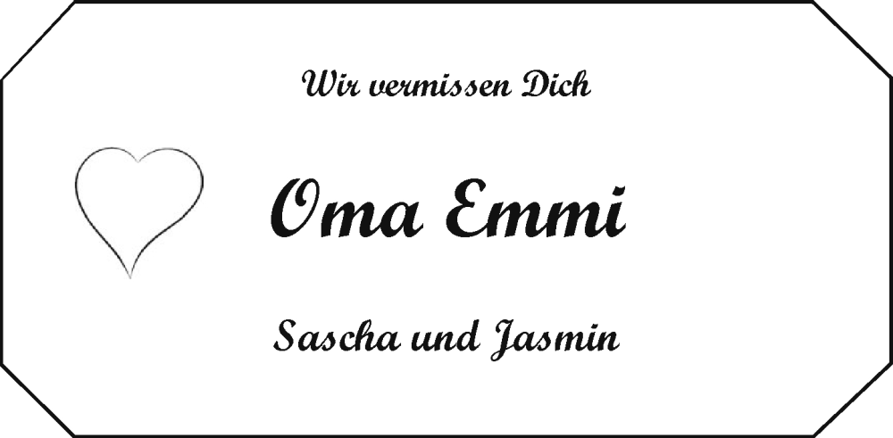  Traueranzeige für Emmi  vom 06.12.2025 aus Wochenend Anzeiger