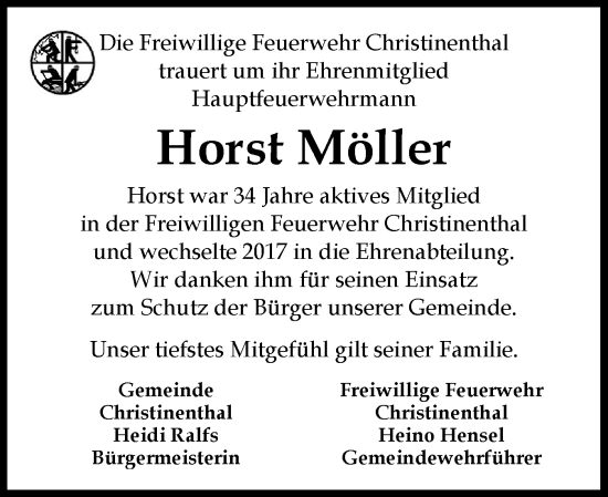 Traueranzeige von Horst Möller von Norddeutsche Rundschau, Wilstersche Zeitung, Glückstädter Fortuna