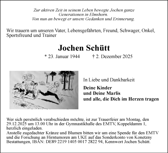 Traueranzeige von Jochen Schütt von Elmshorner Nachrichten, Barmstedter Zeitung