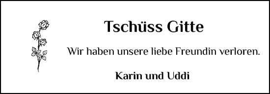 Traueranzeige von Gitte  von Holsteinischer Courier