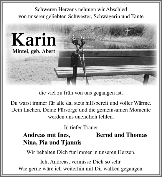 Traueranzeige von Karin Mintel von MARKT Bad Oldesloe/Reinfeld und Stormarner Tageblatt