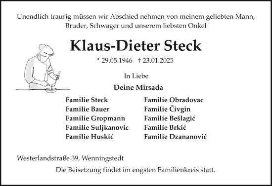 Traueranzeige von Klaus-Dieter Steck von Sylter Rundschau