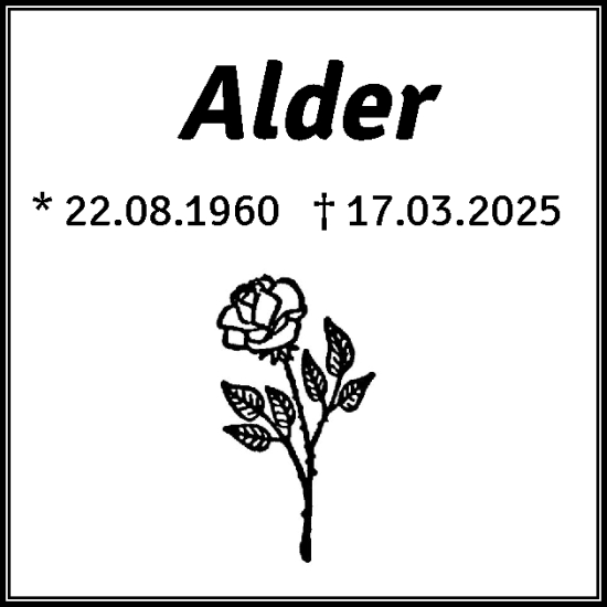Traueranzeige von Alder  von Flensburger Tageblatt