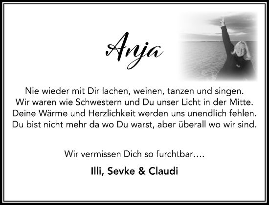 Traueranzeige von Anja  von MARKT Bad Oldesloe/Reinfeld und Stormarner Tageblatt