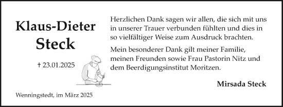 Traueranzeige von Klaus-Dieter Steck von Sylter Rundschau
