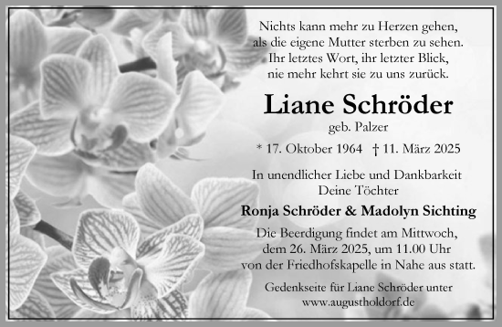 Traueranzeige von Liane Schröder von Umschau