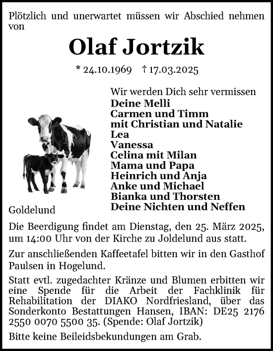 Traueranzeige von Olaf Jortzik von Region Flensburg
