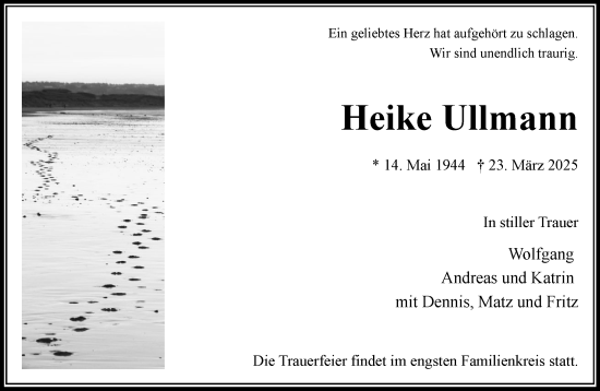 Traueranzeige von Heike Ullmann von Wochenend Anzeiger