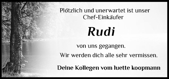 Traueranzeige von Rudi  von Flensburger Tageblatt