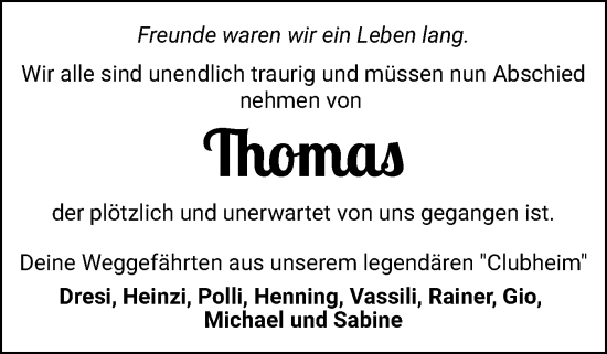 Traueranzeige von Thomas  von Flensburger Tageblatt