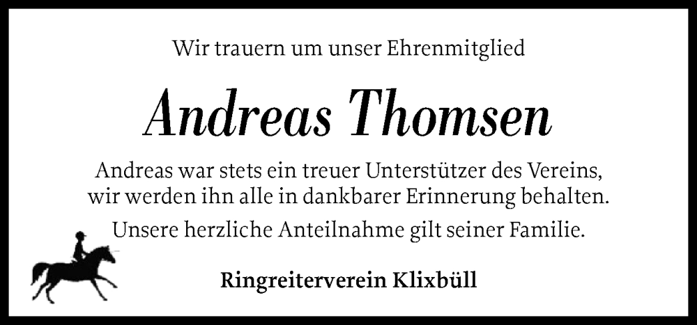  Traueranzeige für Andreas Thomsen vom 17.05.2025 aus Husumer Nachrichten, Nordfriesland Tageblatt