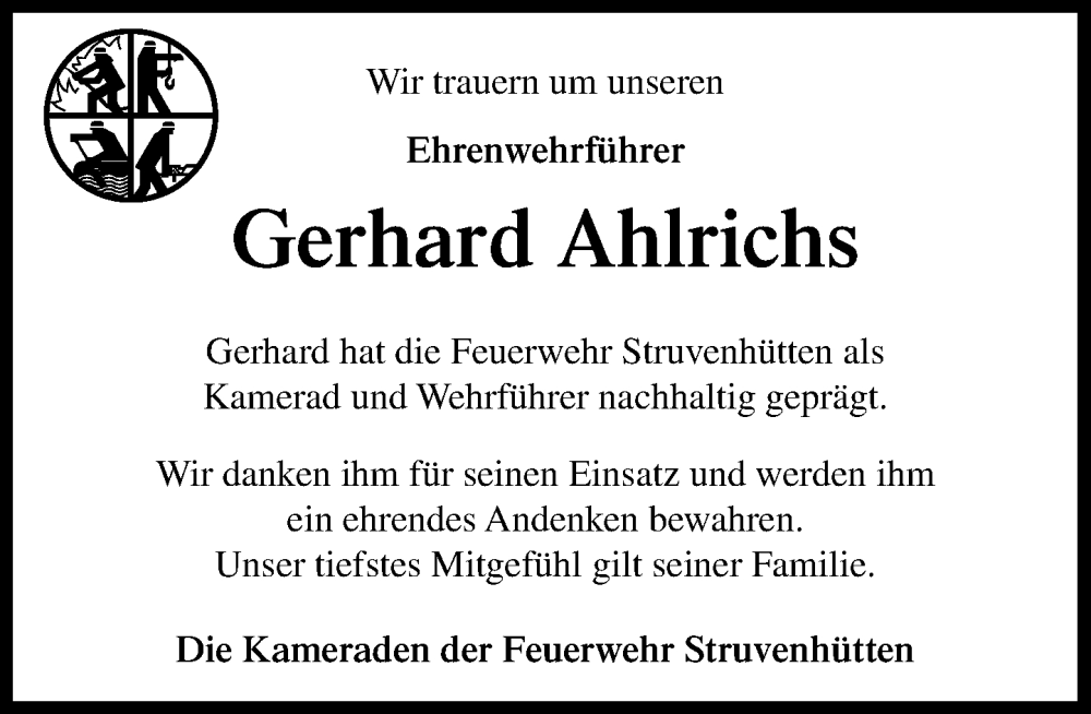  Traueranzeige für Gerhard Ahlrichs vom 17.05.2025 aus Umschau