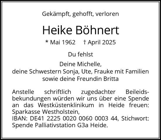 Traueranzeige von Heike Böhnert von Die WochenSchau Gesamtausgabe