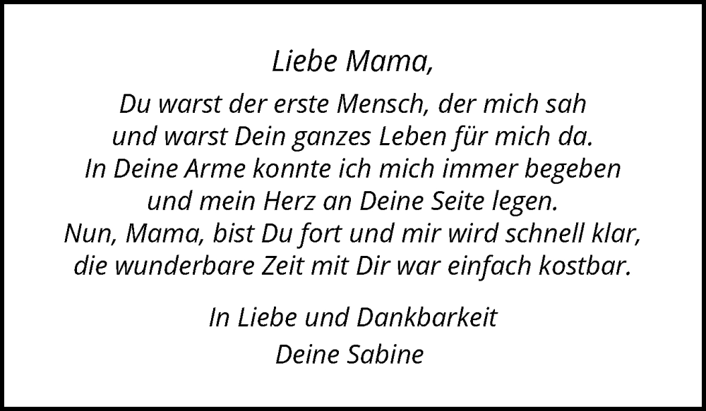  Traueranzeige für Mama  vom 24.05.2025 aus Holsteinischer Courier