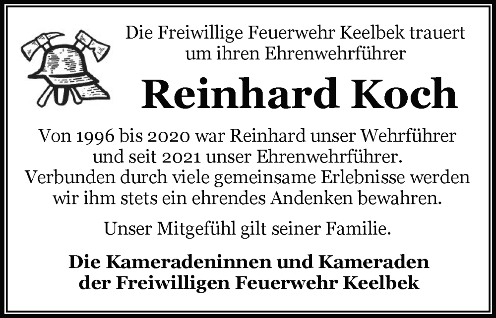  Traueranzeige für Reinhard Koch vom 17.05.2025 aus Flensburger Tageblatt